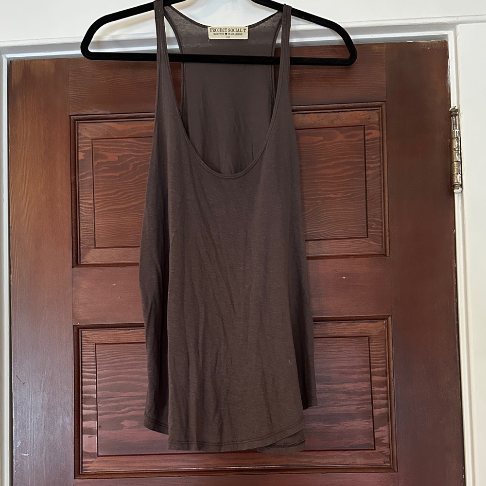 Project Social T Women's Dark Gray Scoop Neck Tank